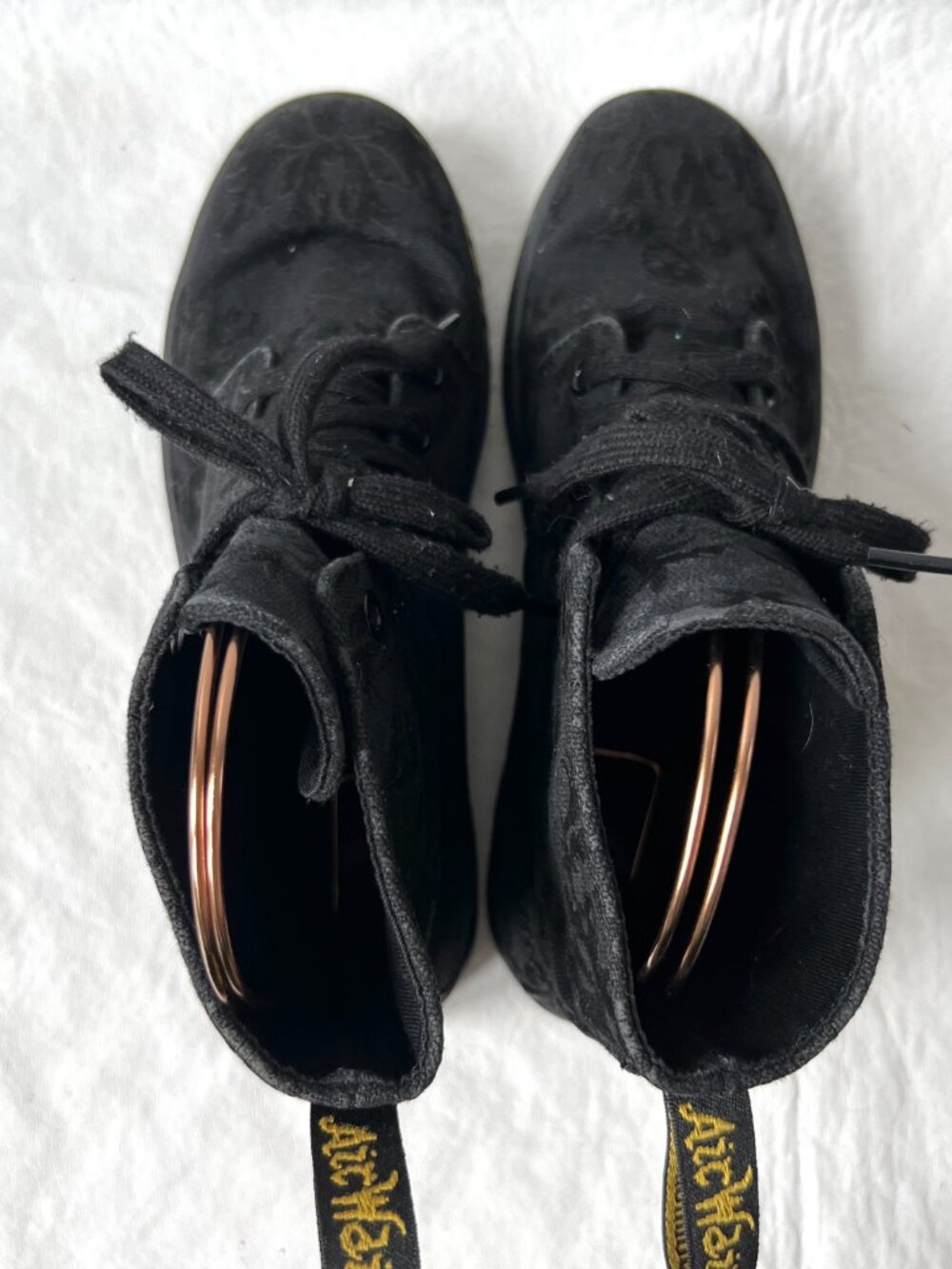 Dr Martens shoes sneaker boots black fabric skulls Hackney lace up high top docs - Picture 5 of 11